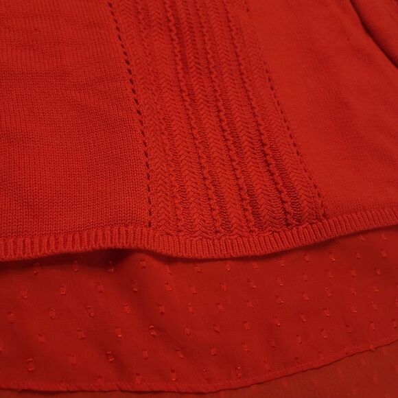 Lucky Brand Womens S Sweater Sheer Layered Blouse Pullover Knit Open Back Red - Picture 4 of 7
